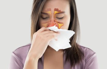 Young woman with chronic rhinitis.